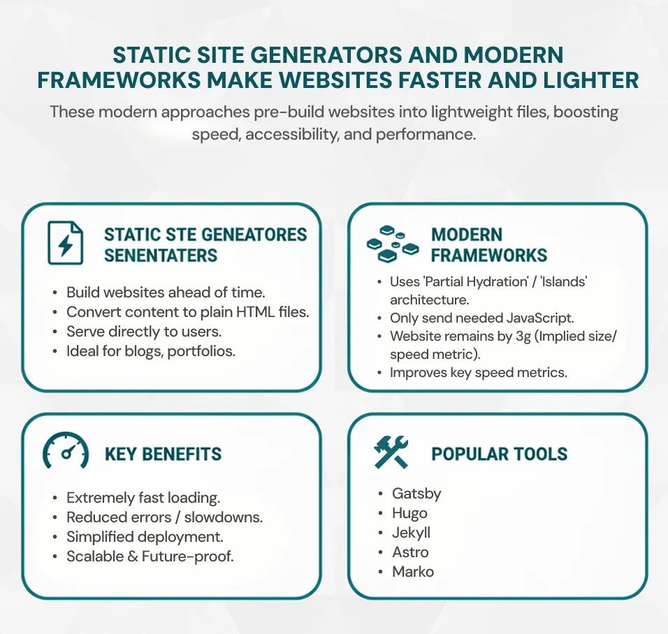 Static Site Generators and Modern Frameworks Make Websites Faster and Lighter
