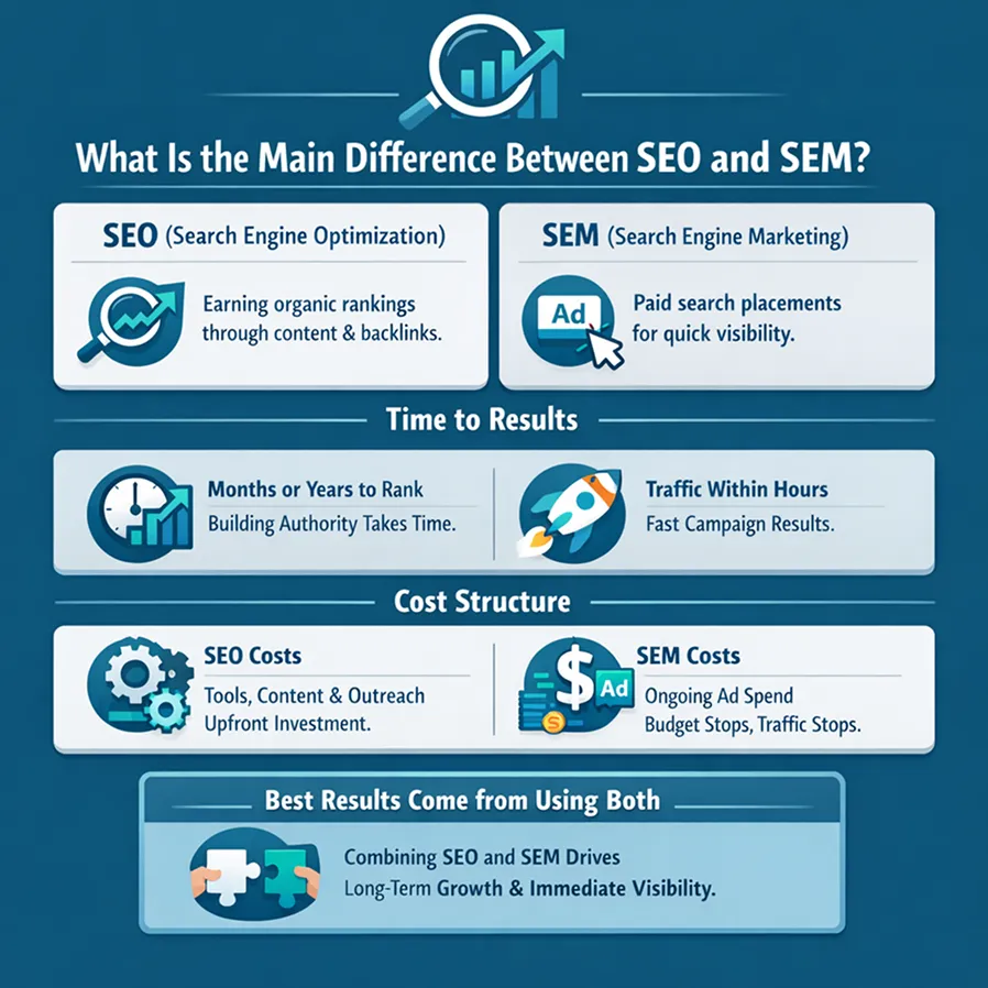 What Is the Main Difference Between SEO and SEM